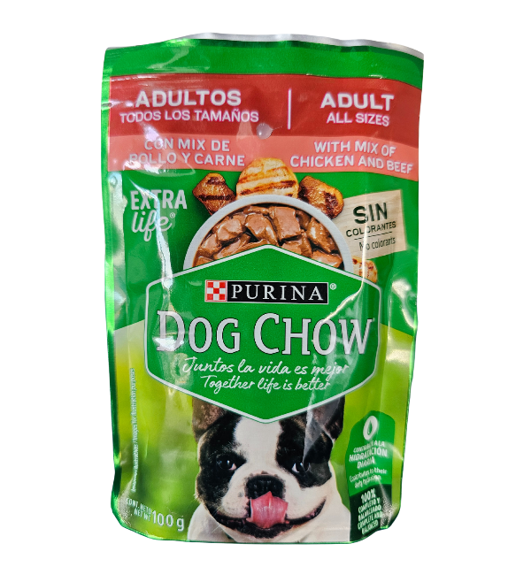 Sobre Dog chow de carne y pollo 100g