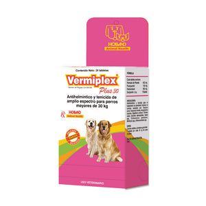 Pastilla Individual Vermiplex Plus 30 - Desparasitante para Perros Mayores de 30 kg