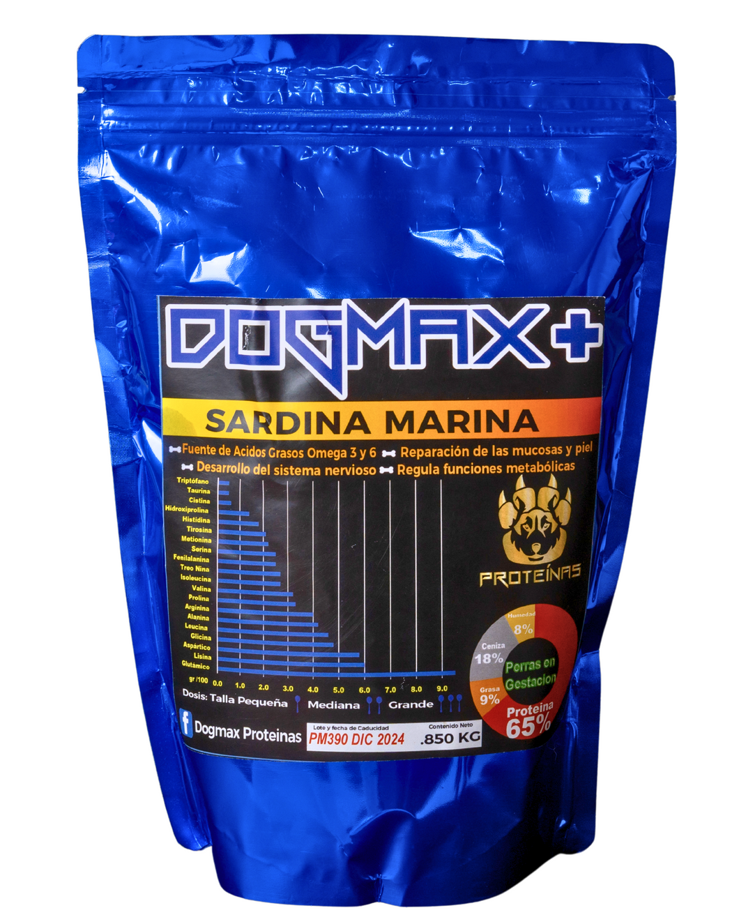 Proteína para Perros DOGMAX+ Sardina Marina - 850g