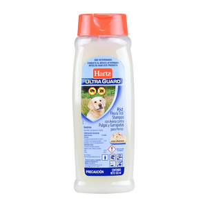 Shampoo con avena para perros contra pulgas y garrapatas