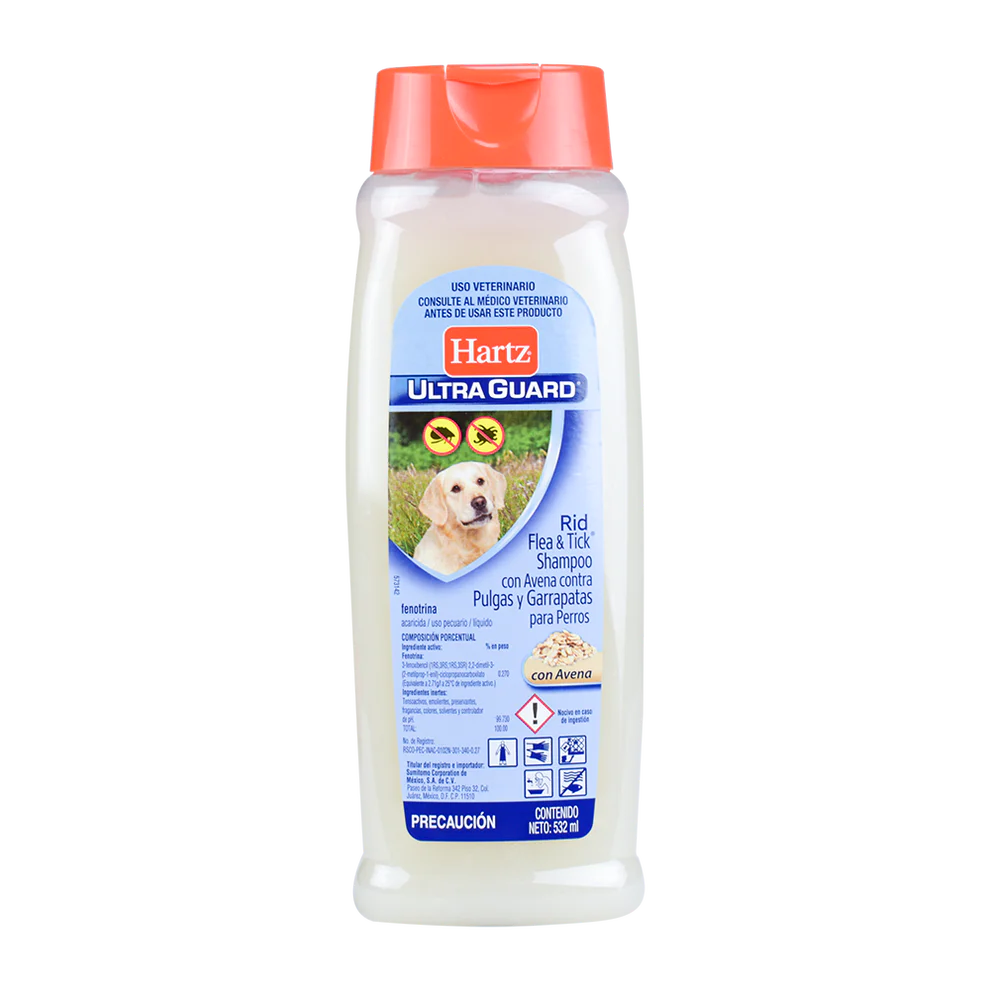 Shampoo con avena para perros contra pulgas y garrapatas